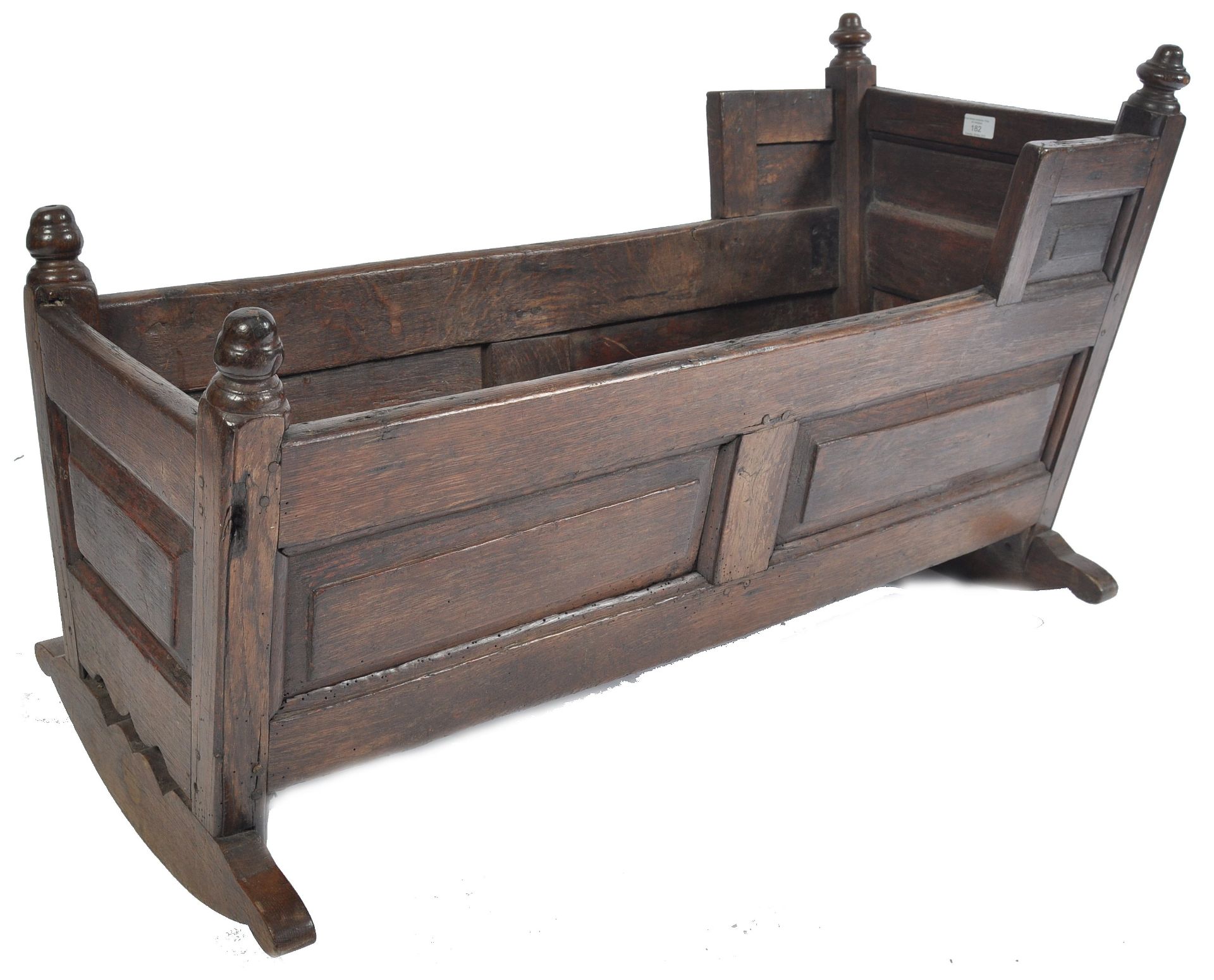 18TH CENTURY CARVED COUNTRY OAK CHILD CRIB - ROCKING BED