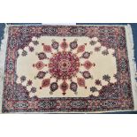 AN EARLY 20TH CENTURY PERSIAN WHITE GROUND CARPET RUG.
