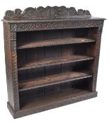 19TH CENTURY CARVED OAK GOTHIC OPEN WINDOW LIBRARY BOOKCASE