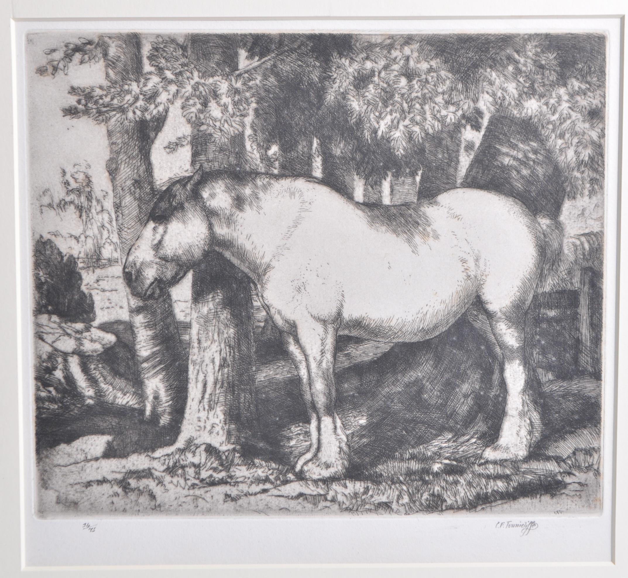 CHARLES FREDERICK TUNNICLIFFE ' THE WHITE HORSE'' ETCHING 34 / 75 - Image 3 of 5