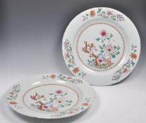 A PAIR OF MID 18TH CENTURY CHINESE PORCELAIN LARGE CHARGERS
