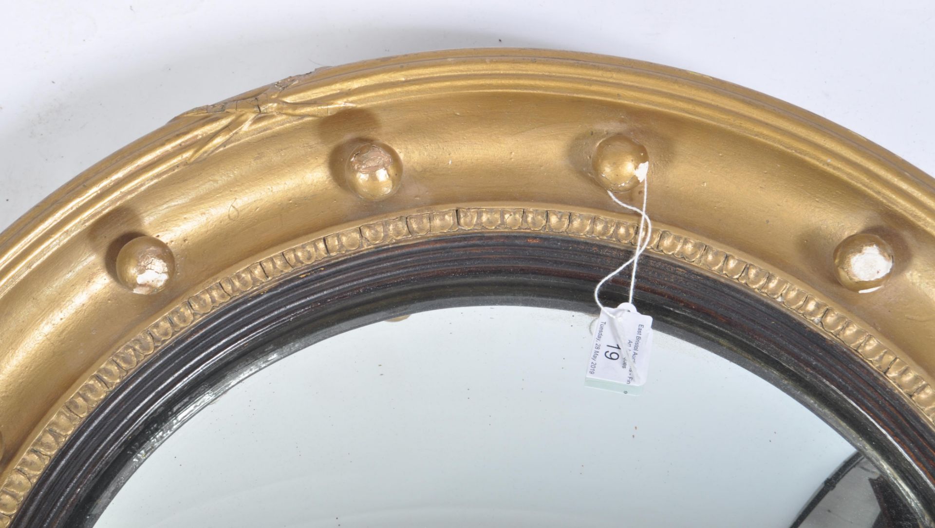 19TH CENTURY REGENCY GILTWOOD & COMPOSITE CONVEX WALL MIRROR - Bild 5 aus 6