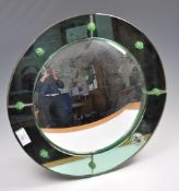 AN EARLY 20TH CENTURY ART DECO GLASS CONVEX WALL MIRROR