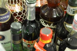COLLECTION SPIRITS AND ALCOHOLS TO INCLUDE NOILLY PRAT, SHERRY ETC