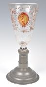 18TH CENTURY RUSSIAN FACETED AND ETCHED GLASS WINE GOBLET