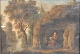 MANNER OF DAVID TENIERS 17TH CENTURY PAINTING ST PAUL THE HERMIT