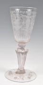 18TH / 19TH CENTURY ACID ETCHED PICTORIAL WINE GLASS VESSEL