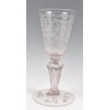 18TH / 19TH CENTURY ACID ETCHED PICTORIAL WINE GLASS VESSEL