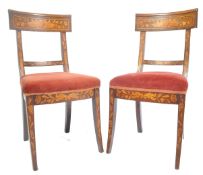 PAIR EARLY 19TH CENTURY DUTCH MARQUETRY BAR BACK DINING CHAIRS