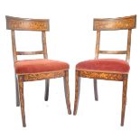 PAIR EARLY 19TH CENTURY DUTCH MARQUETRY BAR BACK DINING CHAIRS