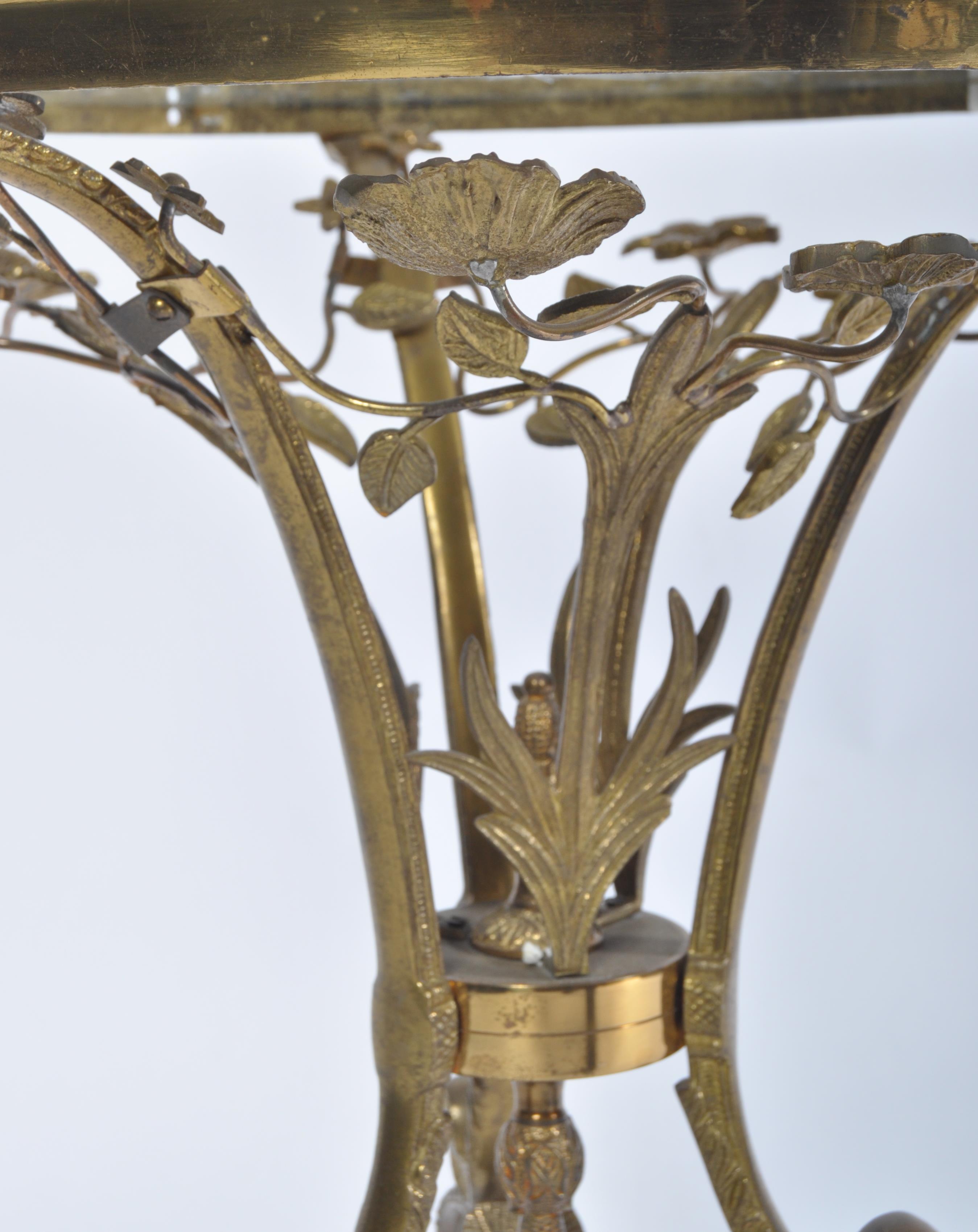 20TH CENTURY ART GILT METAL AND GLASS TRIPOD WINE TABLE STAND - Image 5 of 8