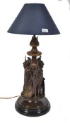LARGE 20TH CENTURY BRONZE AND SLATE GLADIATOR TABLE LAMP