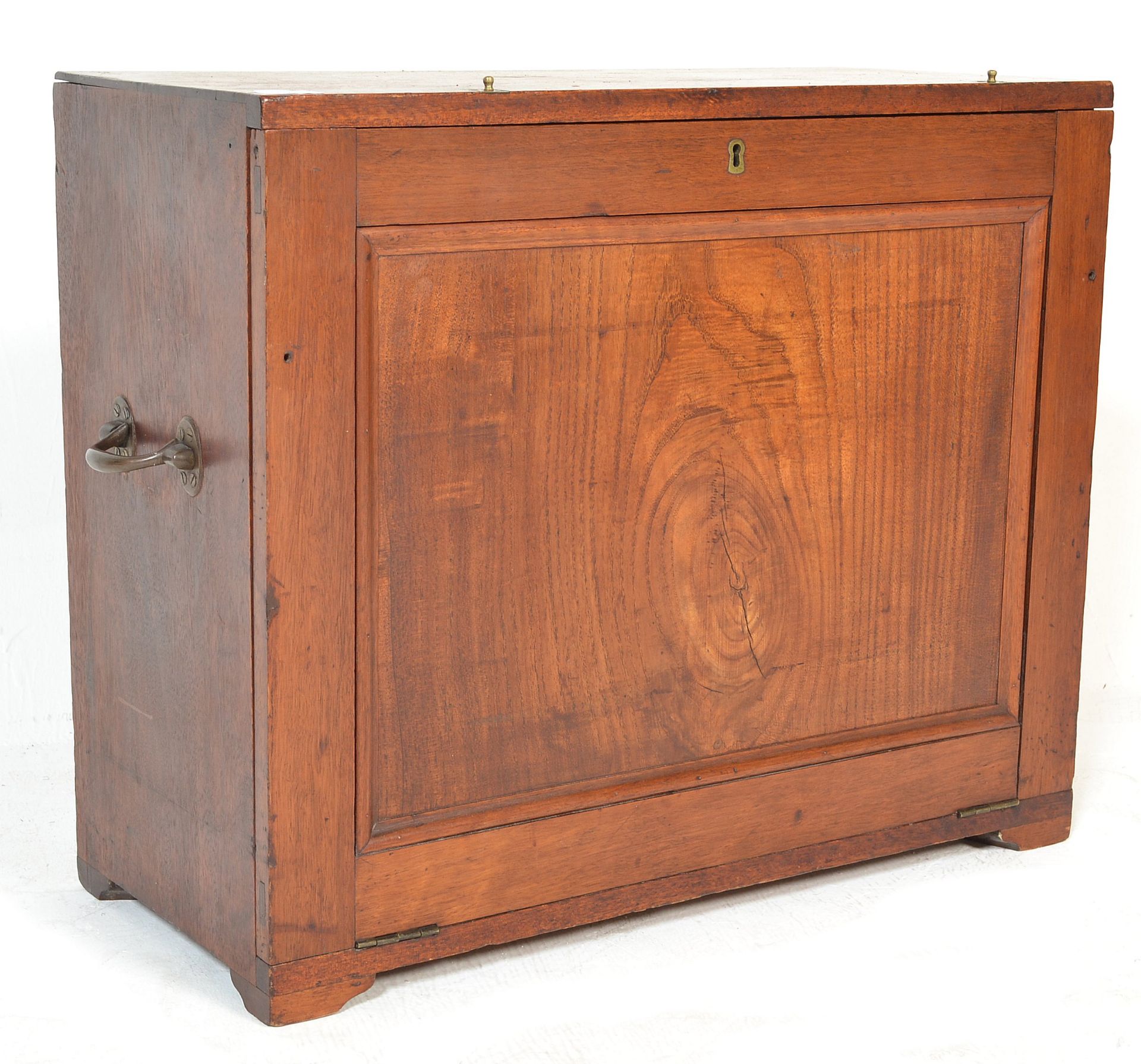 A 19TH CENTURY VICTORIAN CAMPAIGN MAHOGANY TABLE WRITING CABINET