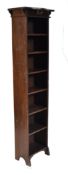 A TALL EARLY 20TH CENTURY CIRCA 1920'S ARTS & CRAFTS OAK LIBRARY BOOKCASE CABINET