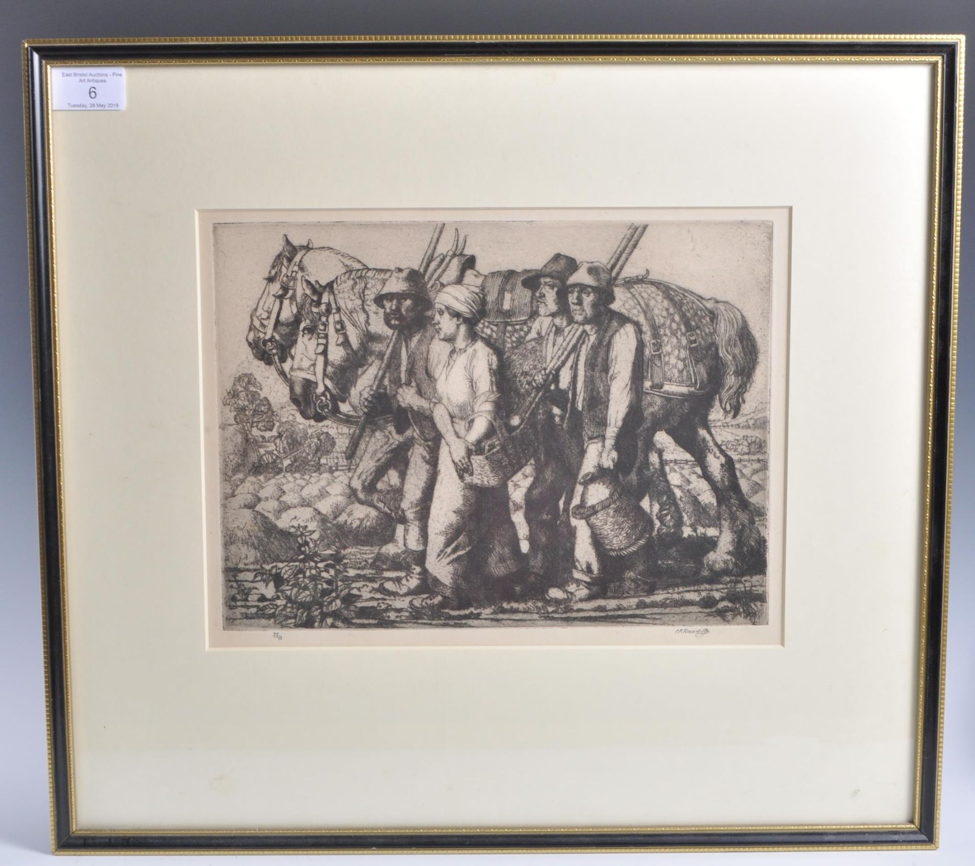 CHARLES FREDERICK TUNNICLIFFE ' THE HARVESTERS '' ETCHING 37/75 - Bild 2 aus 5