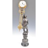 EARLY 20TH CENTURY SPELTER FIGURINE FRENCH MYSTERY CLOCK.