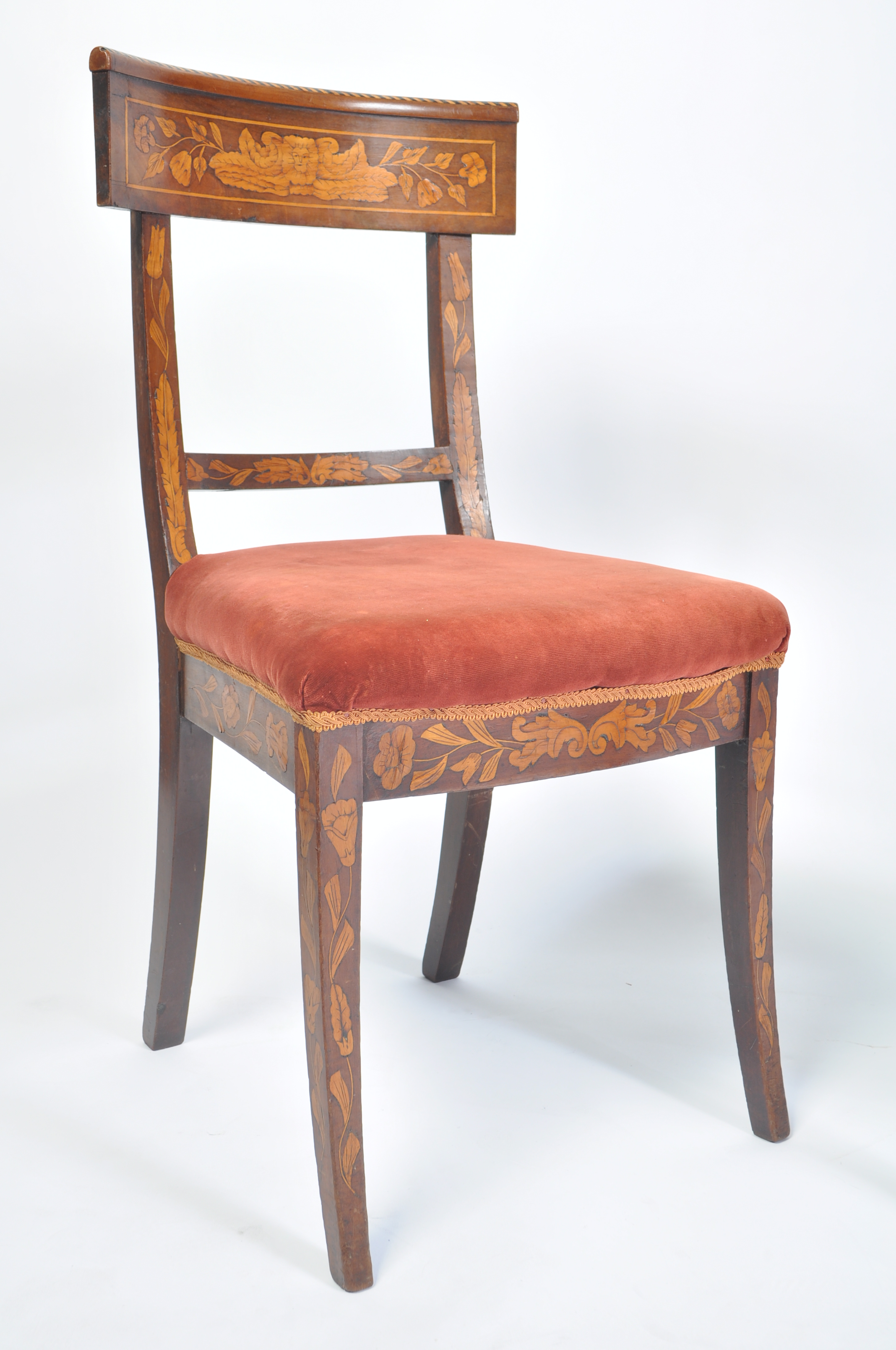 PAIR EARLY 19TH CENTURY DUTCH MARQUETRY BAR BACK DINING CHAIRS - Image 2 of 7