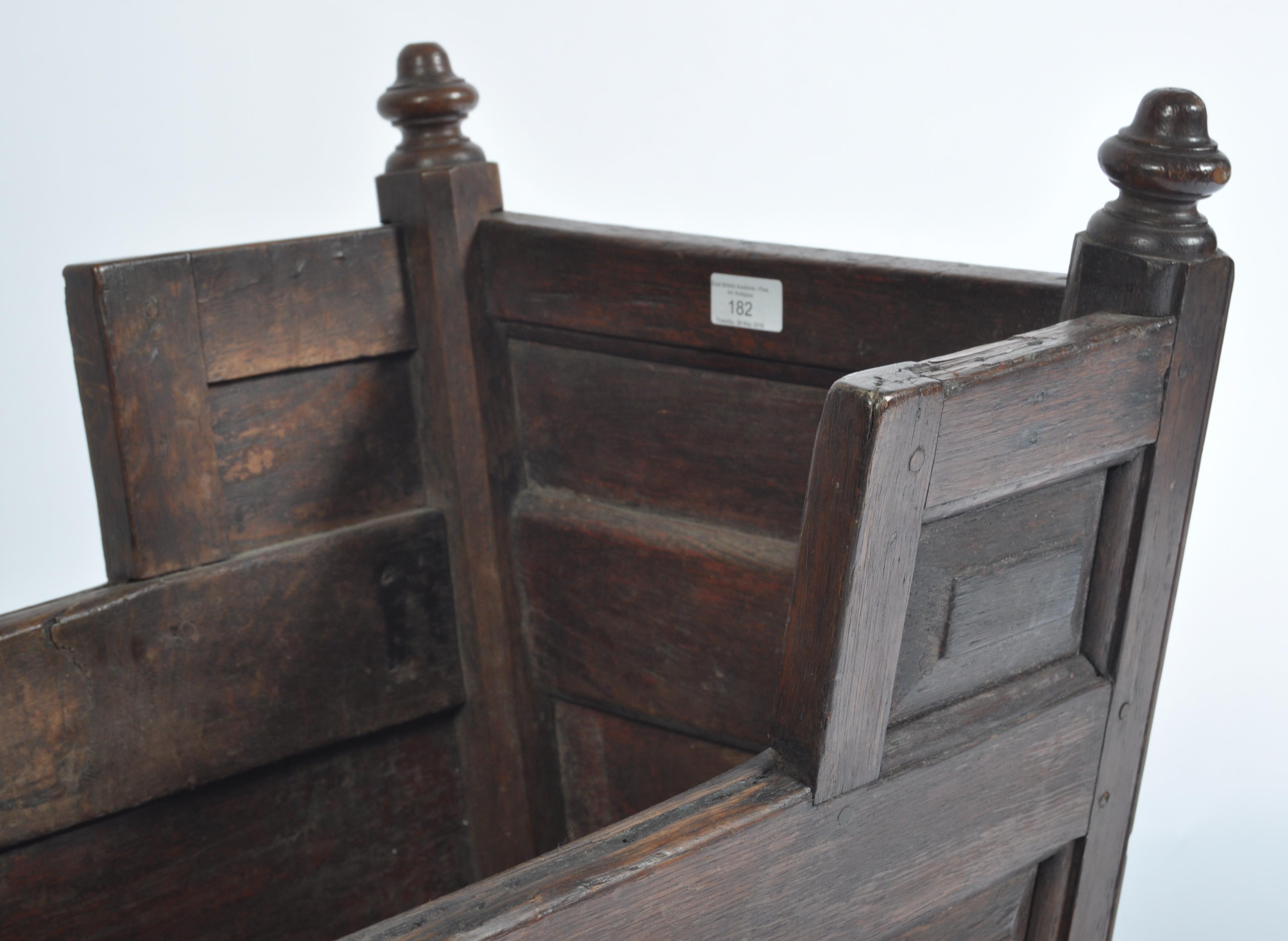 18TH CENTURY CARVED COUNTRY OAK CHILD CRIB - ROCKING BED - Image 4 of 5