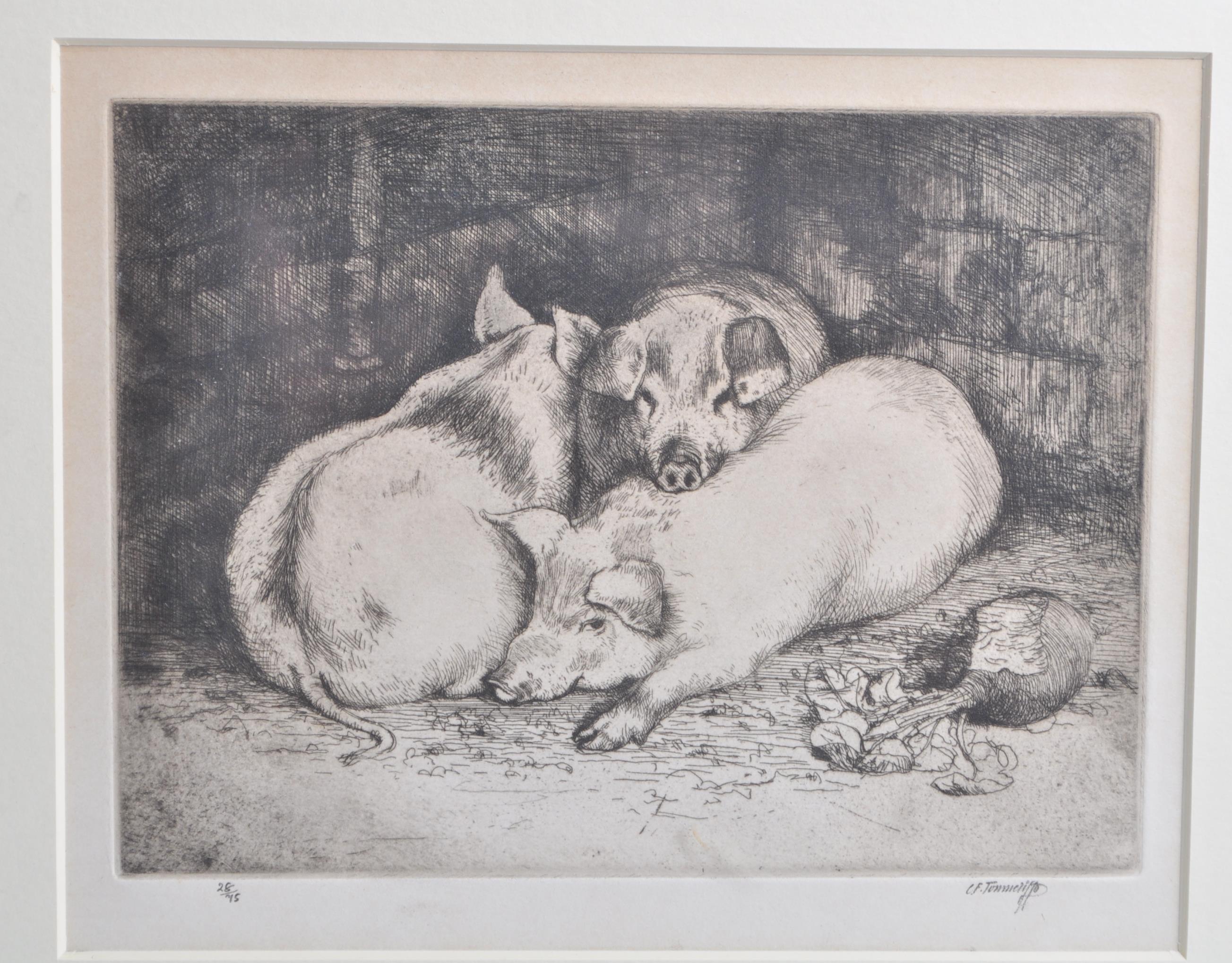 CHARLES FREDERICK TUNNICLIFFE ' THE PORKETTS'' ETCHING 28 / 75 - Image 3 of 5