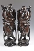 PAIR OF 19TH CENTURY CHINESE SILVER WIRE INLAY FISHERMAN FIGURINES