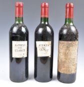 AVERYS FINE CLARET 1990 TWO BOTTLES AND A 1999 FIN
