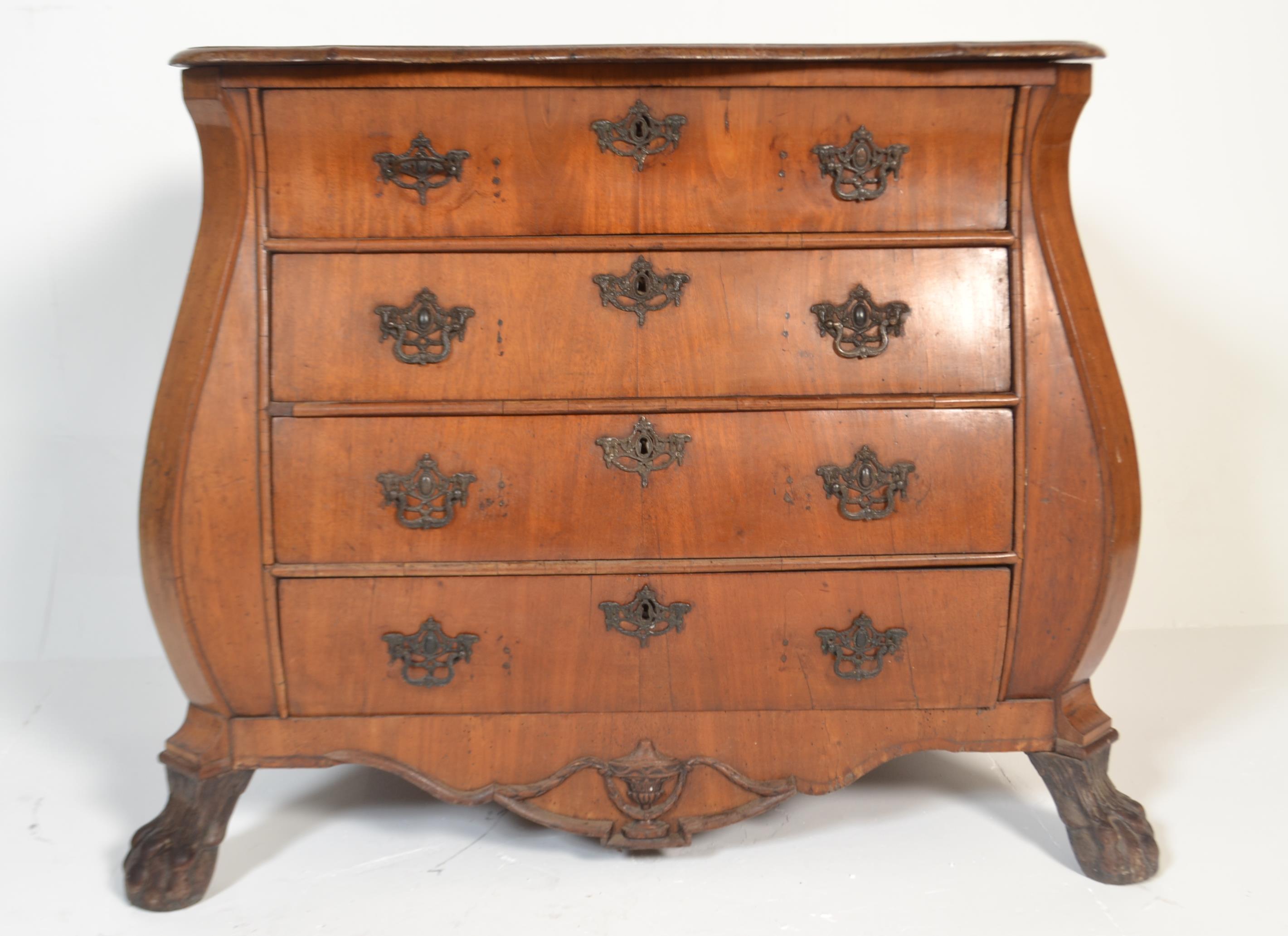 18TH / 19TH CENTURY DUTCH WALNUT BOMBE FRONT CHEST - Image 3 of 9