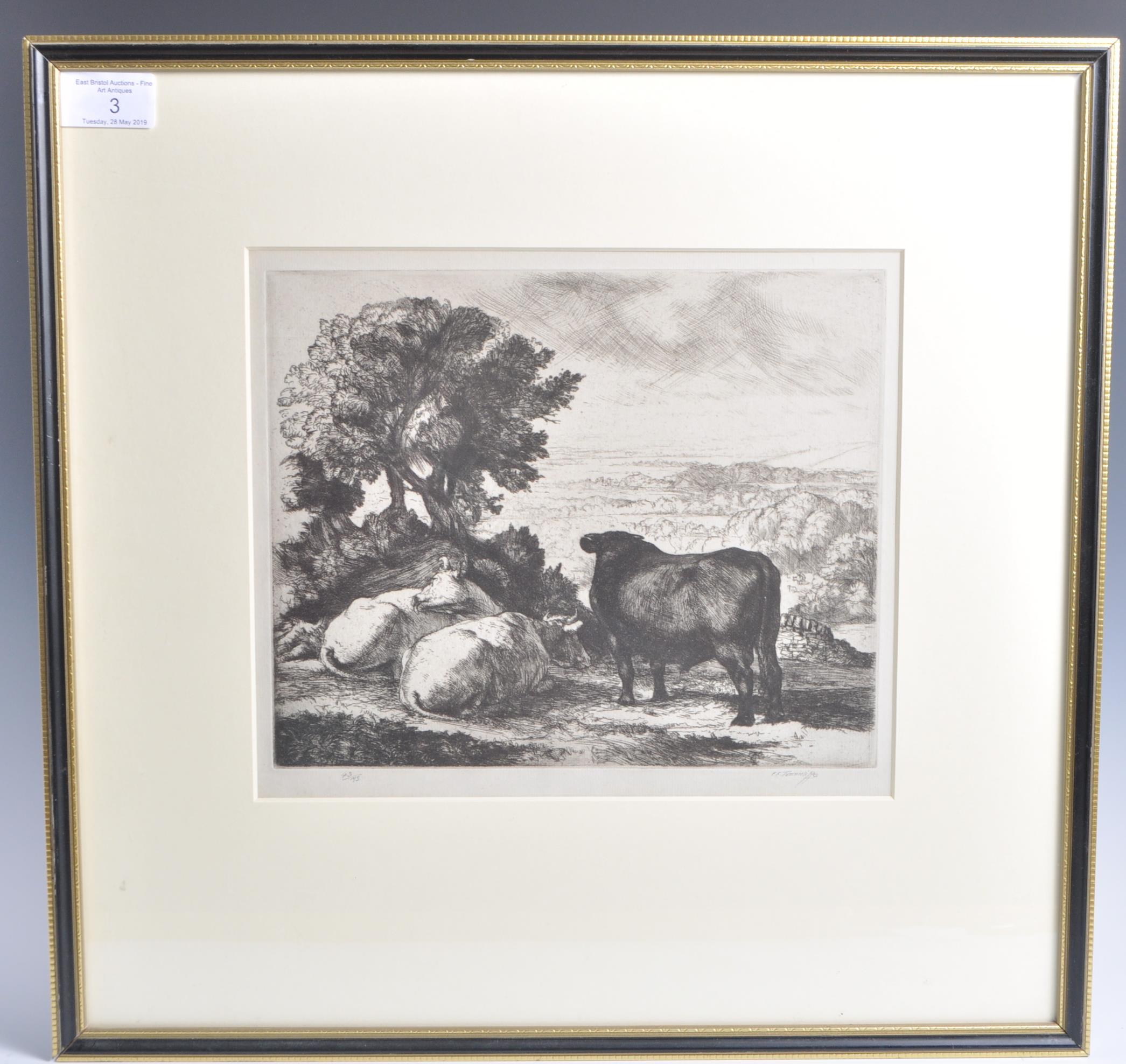 CHARLES FREDERICK TUNNICLIFFE ' THE CHESHIRE PLAIN' ETCHING 43 / 75 - Image 2 of 5