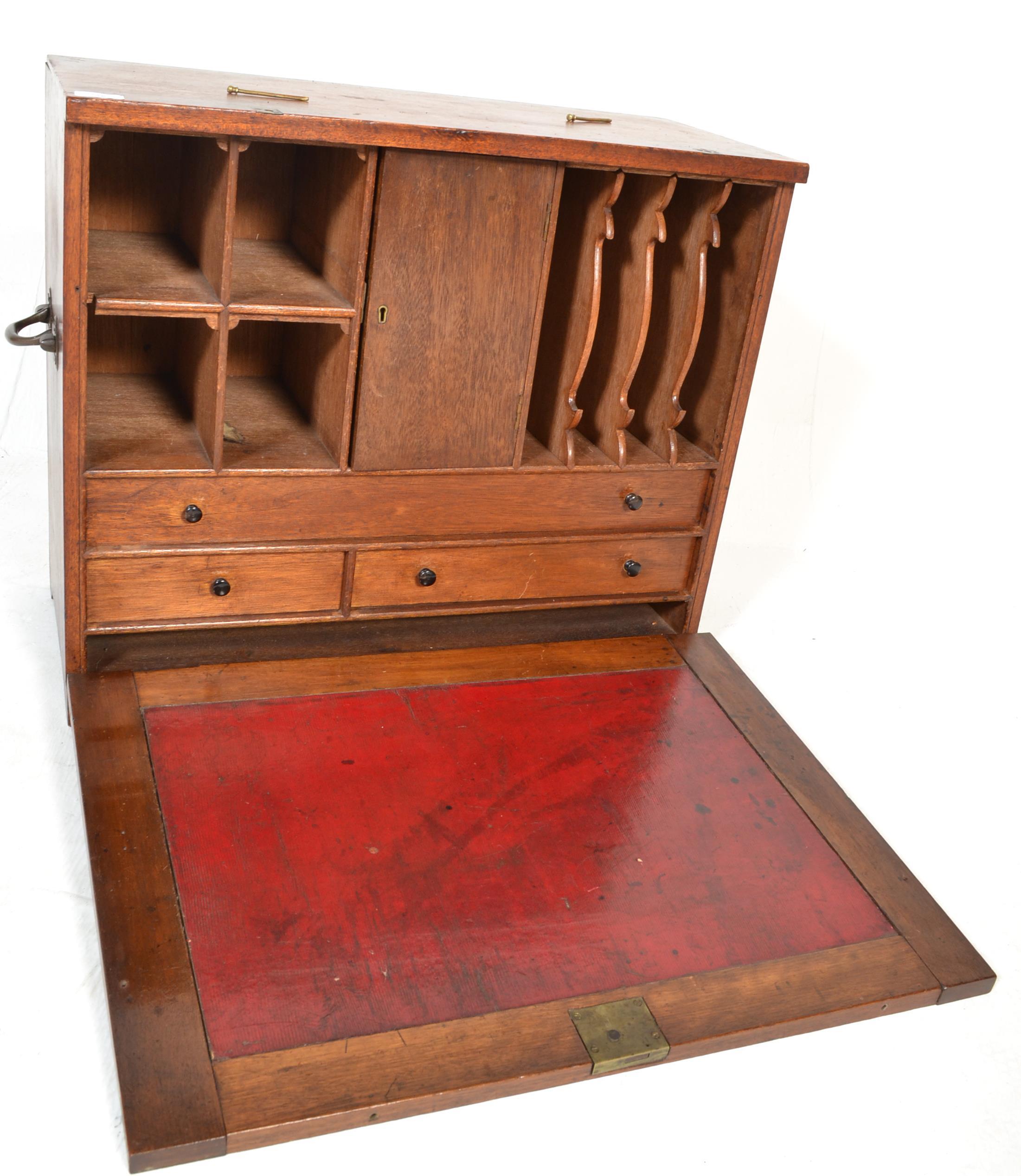 A 19TH CENTURY VICTORIAN CAMPAIGN MAHOGANY TABLE WRITING CABINET - Image 5 of 9