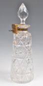 19TH CENTURY FACET CUT GLASS BETJEMANS LONDON DECANTER & LOCK