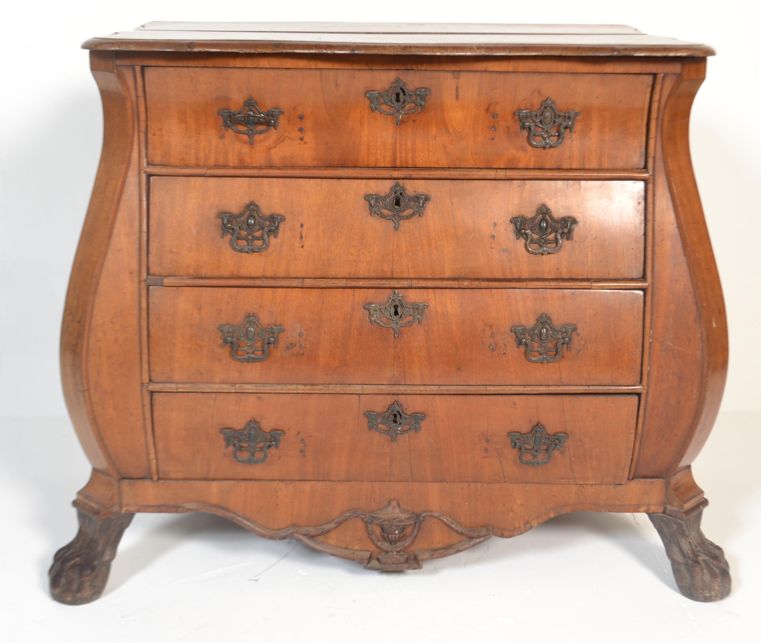 18TH / 19TH CENTURY DUTCH WALNUT BOMBE FRONT CHEST - Image 2 of 9