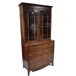 19TH CENTURY GEORGE III MAHOGANY BOOKCASE ON CHEST OF DRAWERS