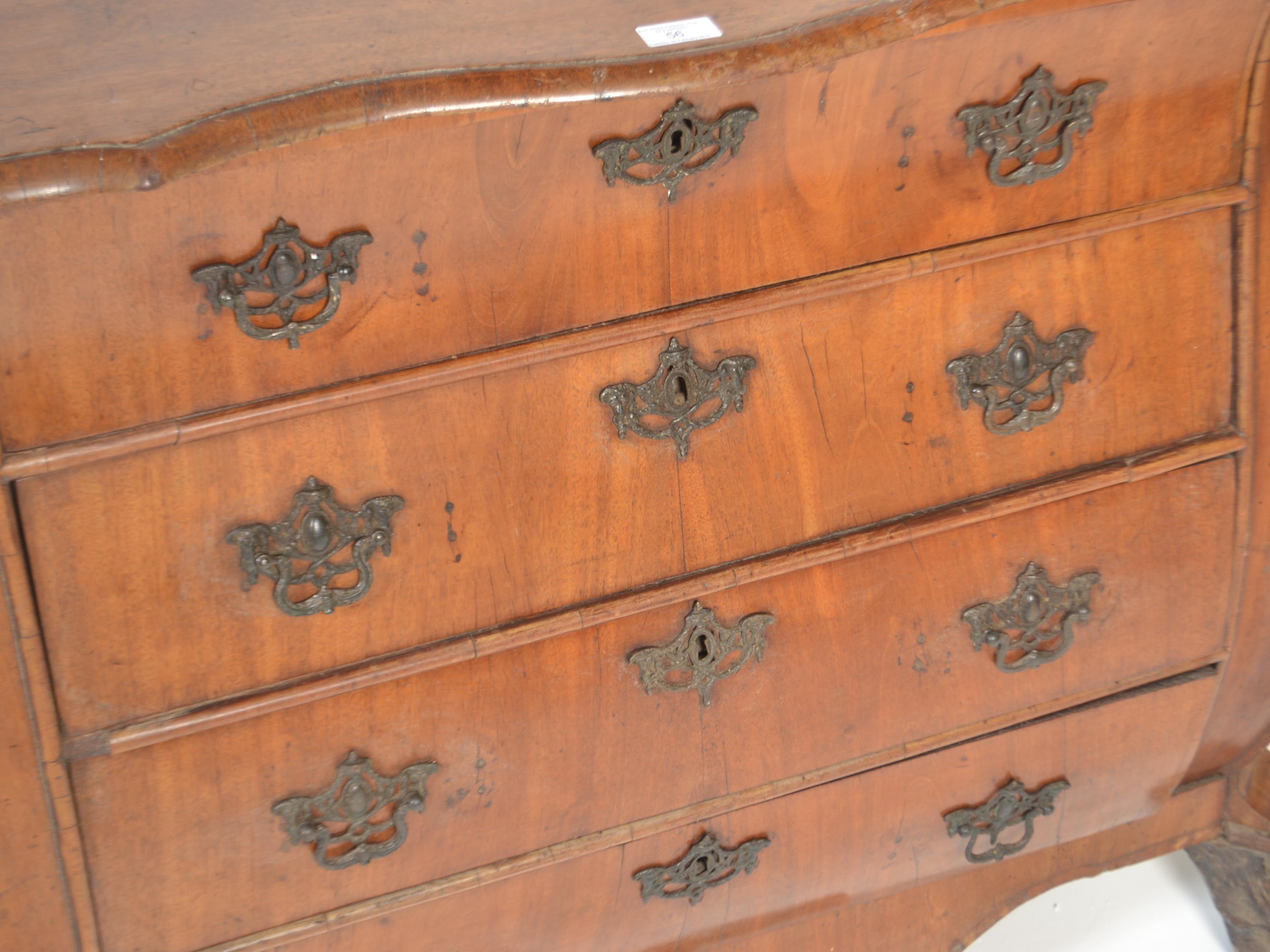 18TH / 19TH CENTURY DUTCH WALNUT BOMBE FRONT CHEST - Image 4 of 9