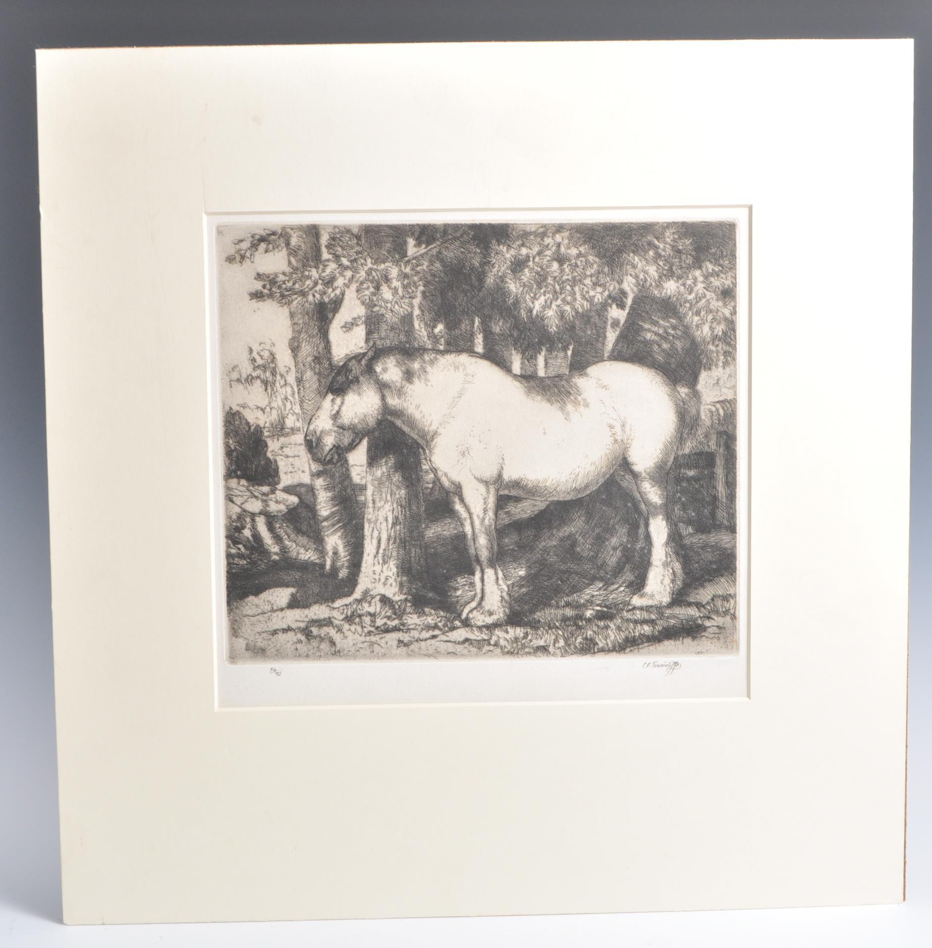 CHARLES FREDERICK TUNNICLIFFE ' THE WHITE HORSE'' ETCHING 34 / 75 - Image 2 of 5