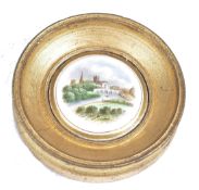 19TH CENTURY ROYAL WORCESTER POT LID - PUCE MARKED