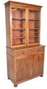 19TH CENTURY VICTORIAN FLAME MAHOGANY LIBRARY BOOKCASE CABINET