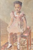ERNEST PERRY (1908-1976) PORTRAIT CANVAS STUDY OF YOUNG GIRL