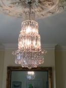 EDWARDIAN CHROME AND FACET CUT GLASS 4 TIER EMPIRE CHANDELIER