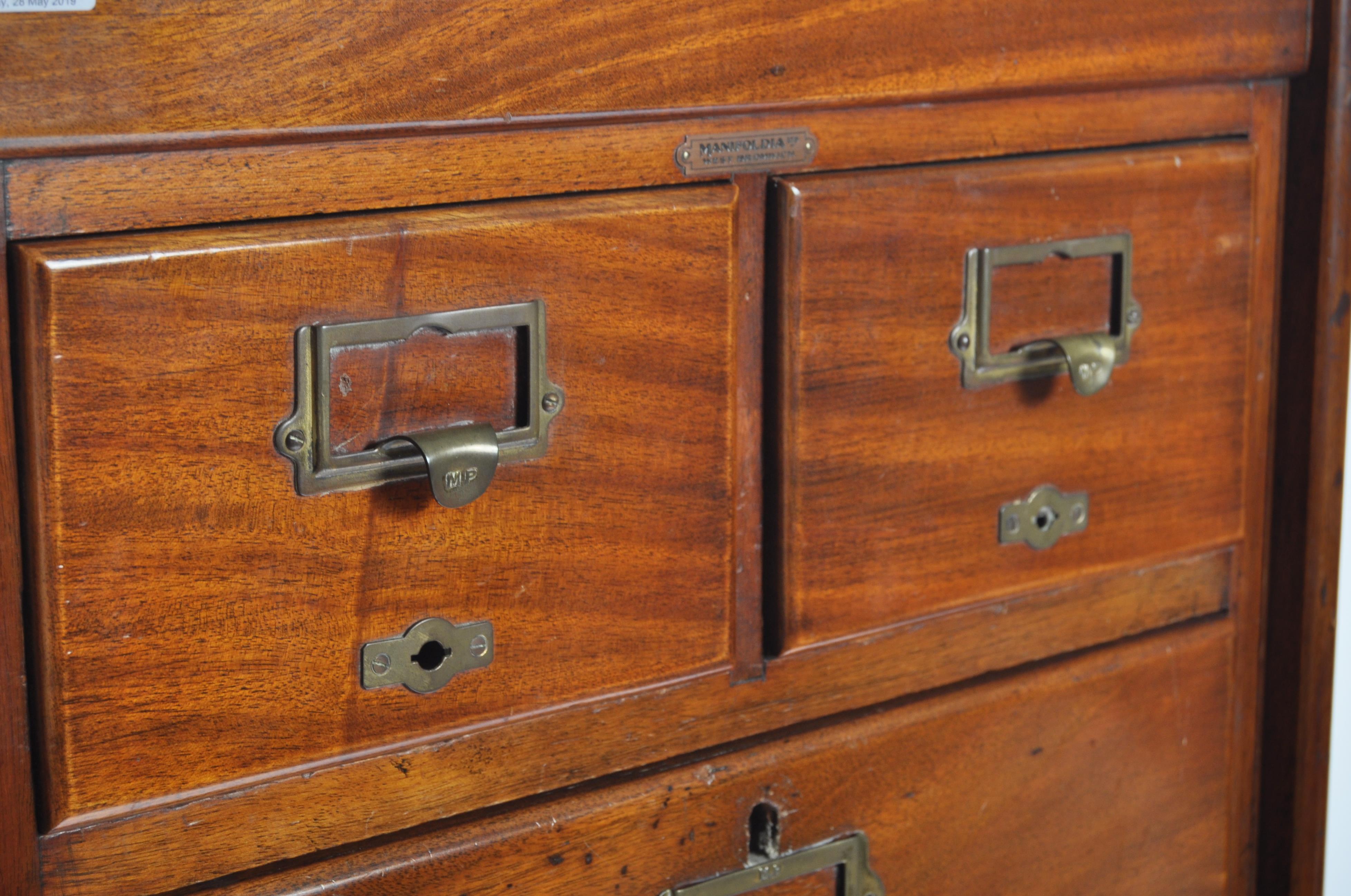 19TH CENTURY ENGLISH OFFICE MAHOGANY FILING PEDESTAL CABINET - Image 2 of 9