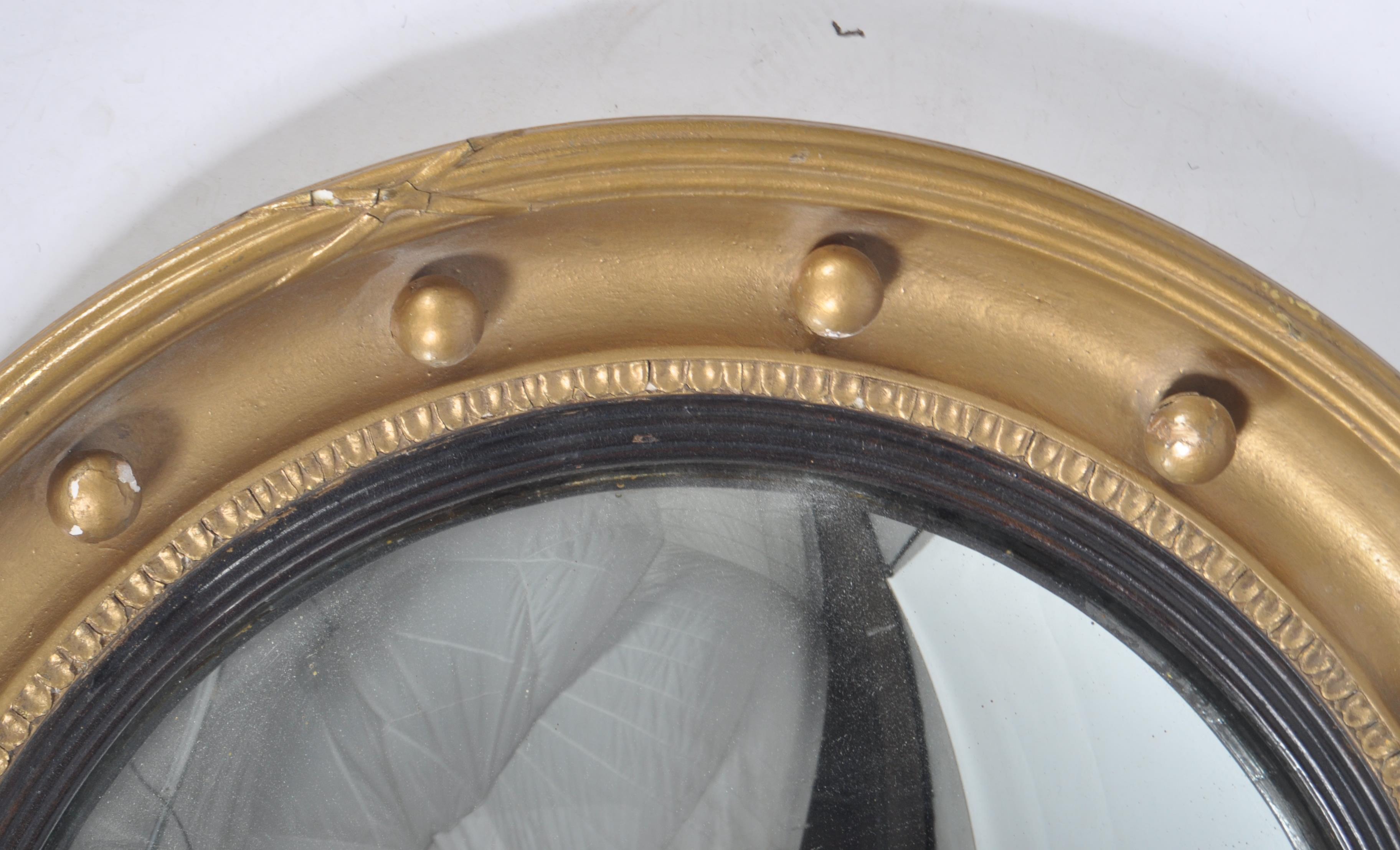 19TH CENTURY REGENCY GILTWOOD & COMPOSITE CONVEX WALL MIRROR - Image 2 of 6