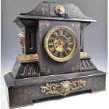 A LARGE 19TH CENTURY MARTI AND CO SLATE MANTEL CLOCK.