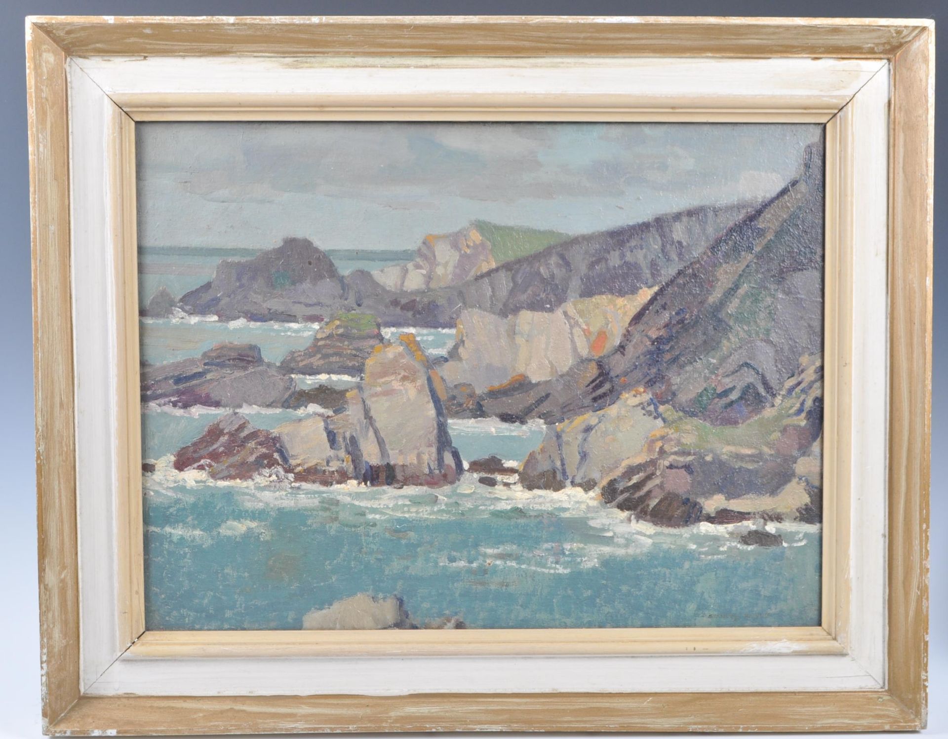 STANLEY ROYLE (1888-1961) OIL ON BOARD 1920'S CORNISH COASTAL SCENE - Bild 3 aus 5