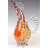 MURANO END OF DAY GLASS JUG IN THE FORM A CROWING