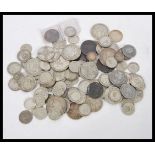 A collection of coins dating from the 19th Century to include silver and half silver coins including