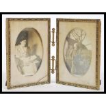 An early 20th Century Edwardian folding desk picture frame including the photographs of a husband