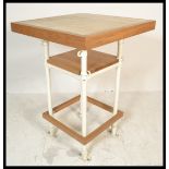 A large contemporary bistro / bar poser table constructed from reclaimed materials, heavy inset