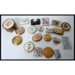 A collection of approx 20 vintage compacts to include Mascot, engine turned, pictorial, pin up girls