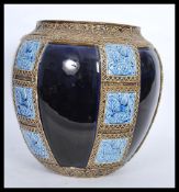 A 19th century French Houtin & Boulenger Choisy Le Roi faience large planter with blue colourway