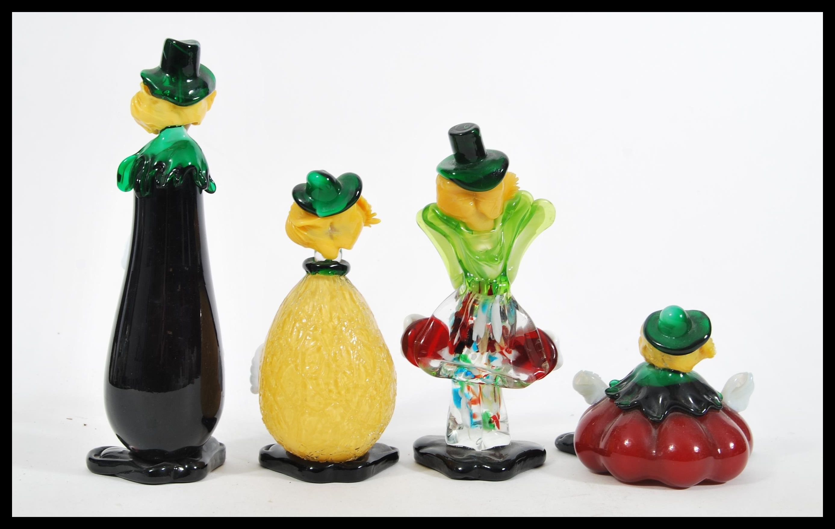 A group of four vintage retro 20th Century Murano studio art glass clowns in the form of fruits to - Image 2 of 3