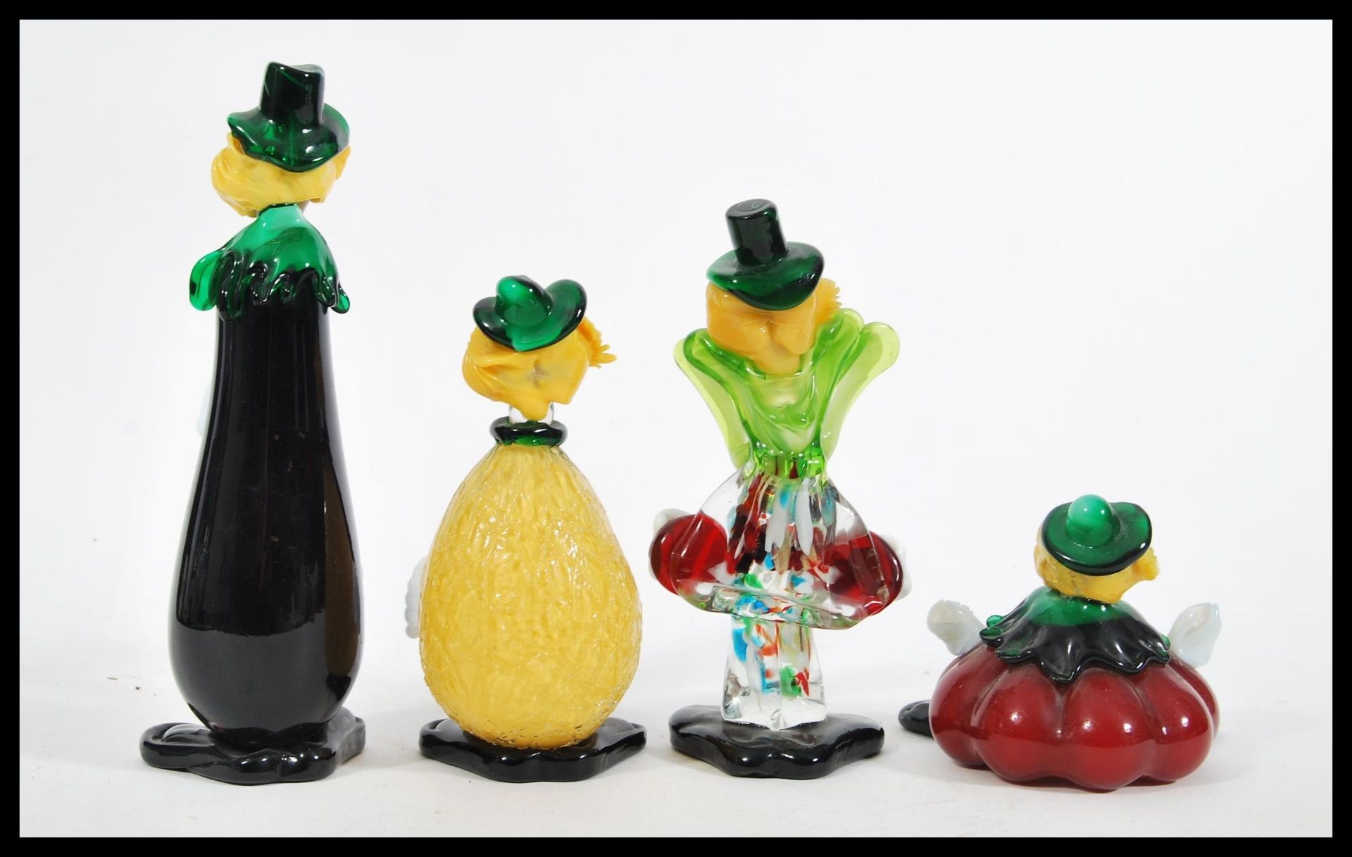 A group of four vintage retro 20th Century Murano studio art glass clowns in the form of fruits to - Image 2 of 3