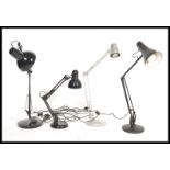 A  20th century Herbert Terry anglepoise lamp in a black colourway having pendant shade and a